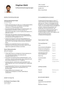 Lebenslauf-Vorlage für Softwareentwicklungsmanager*in #1