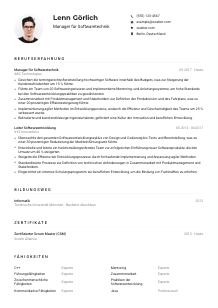 Lebenslauf-Muster für Manager*in Softwaretechnik