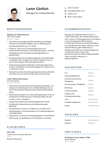 Lebenslauf-Vorlage für Manager*in Softwaretechnik #2