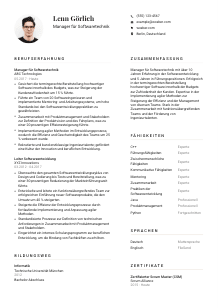 Lebenslauf-Vorlage für Manager*in Softwaretechnik #1