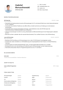 Lebenslauf-Muster für AR-Entwickler*in