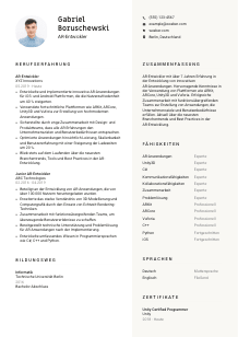 Lebenslauf-Vorlage für AR-Entwickler*in #2