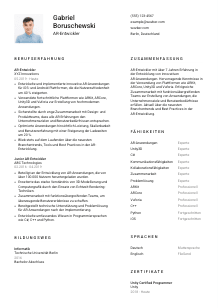 Lebenslauf-Vorlage für AR-Entwickler*in #1