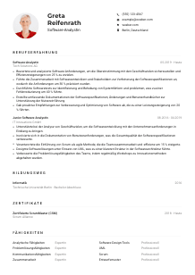 Lebenslauf-Muster für Software-Analyst*in