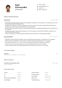 Lebenslauf-Muster für VR-Entwickler*in