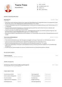 Lebenslauf-Muster für Bankettleiter*in
