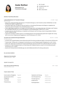 Lebenslauf-Muster für Mitarbeiterin für Freizeiteinrichtungen