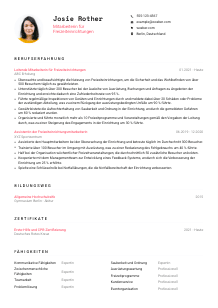 Lebenslauf-Vorlage für Mitarbeiterin für Freizeiteinrichtungen #1