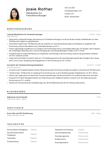 Lebenslauf-Vorlage für Mitarbeiterin für Freizeiteinrichtungen #2