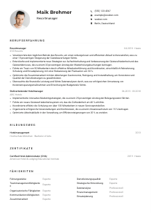 Lebenslauf-Muster für Resortmanager*in