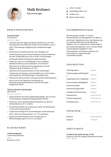 Lebenslauf-Vorlage für Resortmanager*in #1