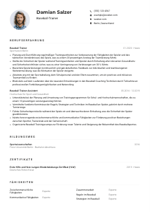 Lebenslauf-Muster für Baseball-Trainer*in