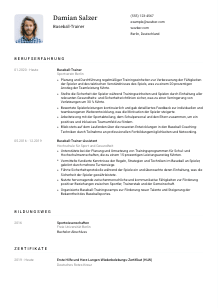 Lebenslauf-Vorlage für Baseball-Trainer*in #1