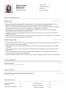 Lebenslauf-Vorlage für Baseball-Trainer*in #2