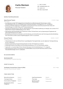 Lebenslauf-Muster für Personal Trainer*in