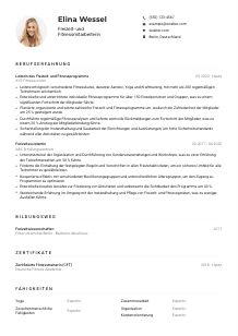 Lebenslauf-Muster für Freizeit- und Fitnessmitarbeiter*in