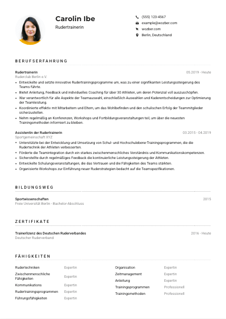 Lebenslauf-Muster für Rudertrainer*in