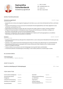 Lebenslauf-Muster für Kinderbetreuungslehrkraft