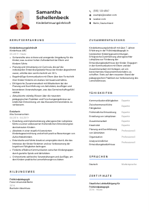 Lebenslauf-Vorlage für Kinderbetreuungslehrkraft #2