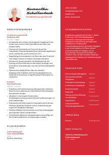 Lebenslauf-Vorlage für Kinderbetreuungslehrkraft #3
