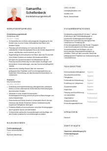 Lebenslauf-Vorlage für Kinderbetreuungslehrkraft #1