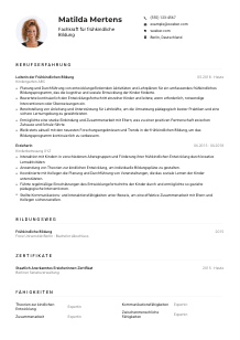 Lebenslauf-Muster für Fachkraft für frühkindliche Bildung