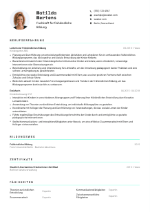 Lebenslauf-Vorlage für Fachkraft für frühkindliche Bildung #3
