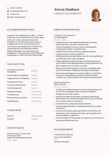 Lebenslauf-Vorlage für Leitung im Vorschulbereich #3