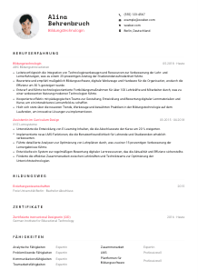 Lebenslauf-Vorlage für Bildungstechnolog*in #1