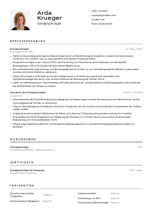 Lebenslauf-Vorlage für Schulpsycholog*in #2