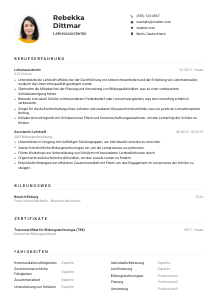 Lebenslauf-Muster für Lehrerassistent*in