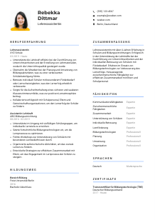 Lebenslauf-Vorlage für Lehrerassistent*in #2
