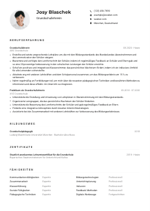 Lebenslauf-Muster für Grundschullehrkraft