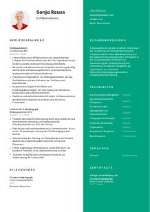 Lebenslauf-Vorlage für Erstklasslehrer*in #2