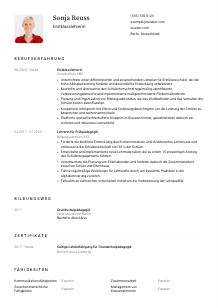 Lebenslauf-Vorlage für Erstklasslehrer*in #1
