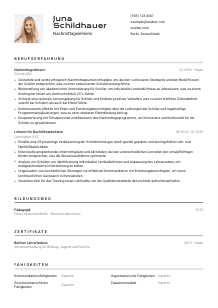 Lebenslauf-Vorlage für Nachmittagslehrer*in #2