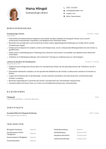 Lebenslauf-Muster für Zweisprachige*r Lehrer*in
