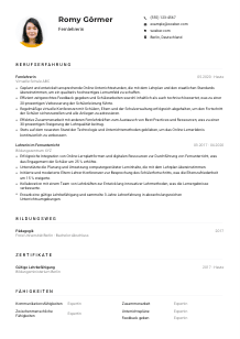 Lebenslauf-Muster für Fernlehrer*in
