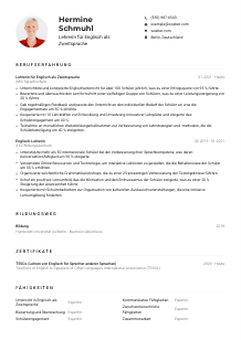 Lebenslauf-Muster für Lehrer*in für Englisch als Zweitsprache