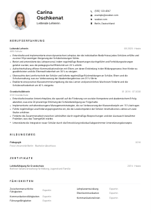 Lebenslauf-Muster für Leitende*r Lehrer*in