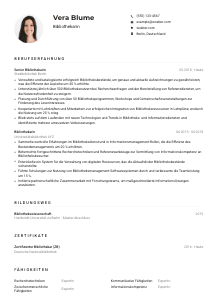 Lebenslauf-Muster für Bibliothekar*in