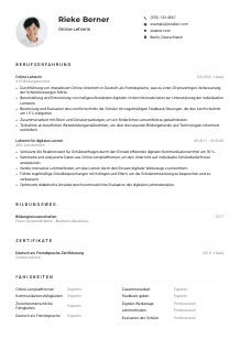 Lebenslauf-Muster für Online-Lehrer*in