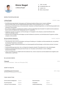Lebenslauf-Muster für Lehrbeauftragte*r