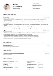 Lebenslauf-Muster für Assistenzlektor*in