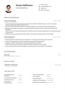 Lebenslauf-Muster für Hochschulprofessor*in