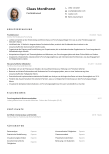 Lebenslauf-Muster für Postdoktorand*in