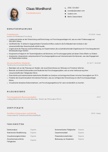 Lebenslauf-Vorlage für Postdoktorand*in #3