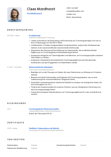 Lebenslauf-Vorlage für Postdoktorand*in #1