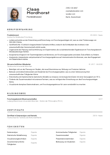 Lebenslauf-Vorlage für Postdoktorand*in #2