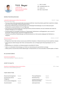 Lebenslauf-Vorlage für Lehrkraft für Naturwissenschaften Sekundarstufe #1